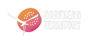 Northern Territory logo with a white bird over an orange-pink circle and text