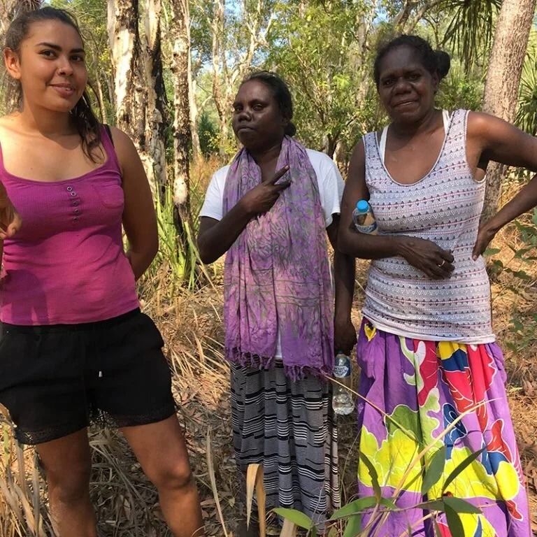 Three People in Casual Wear Stand in A Wooded Area — Kakadu Billabong Safari Camp in Kakadu, NT