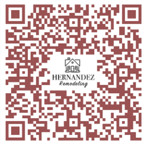 QR code for Hernandez Remodeling in brown and white. The logo features a house icon.