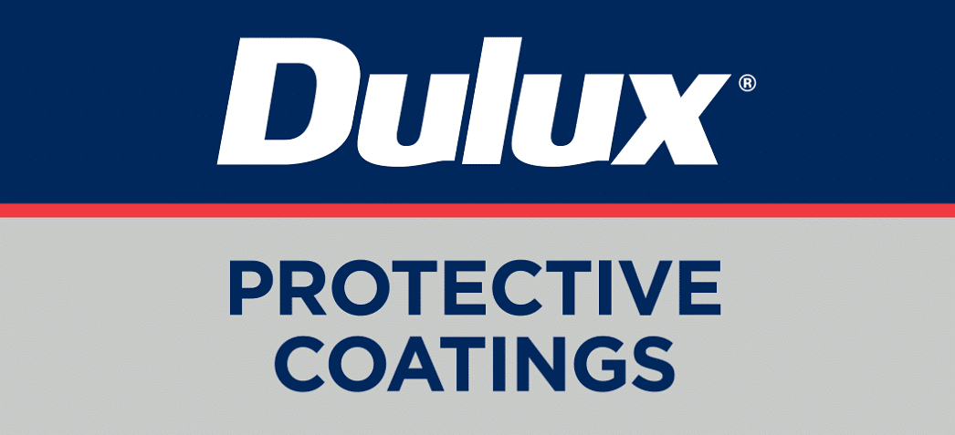 Logo for Dulux Protective Coatings. The brand name is in white on a navy blue background, with the words
