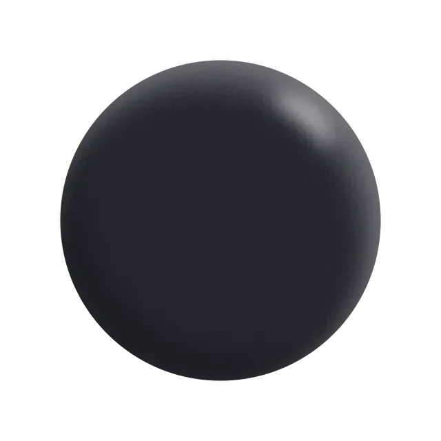 A black circle with a white border is on a white background.