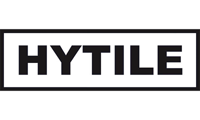 The hytile logo is a black and white logo with a black frame.