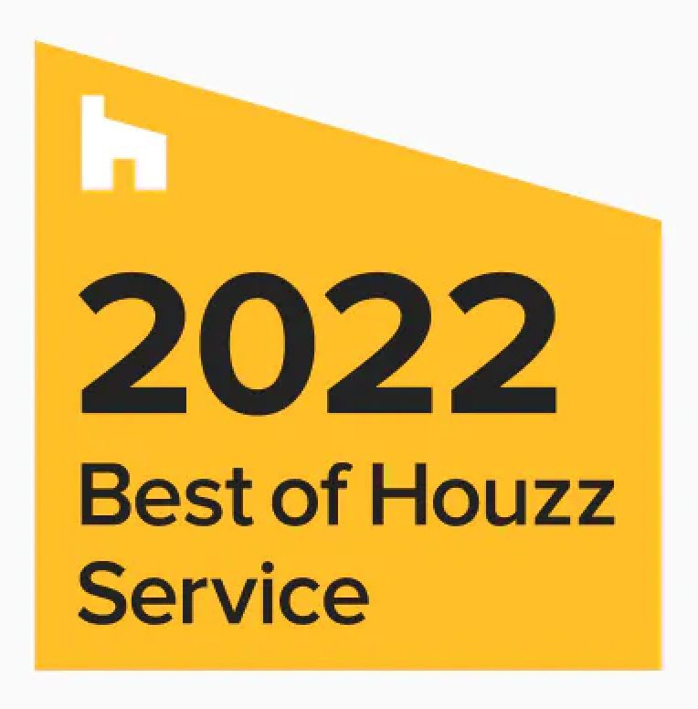 A yellow sign that says `` best of houzz service ''