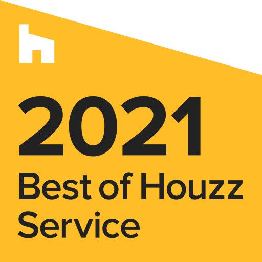 A yellow sign that says `` best of houzz service ''