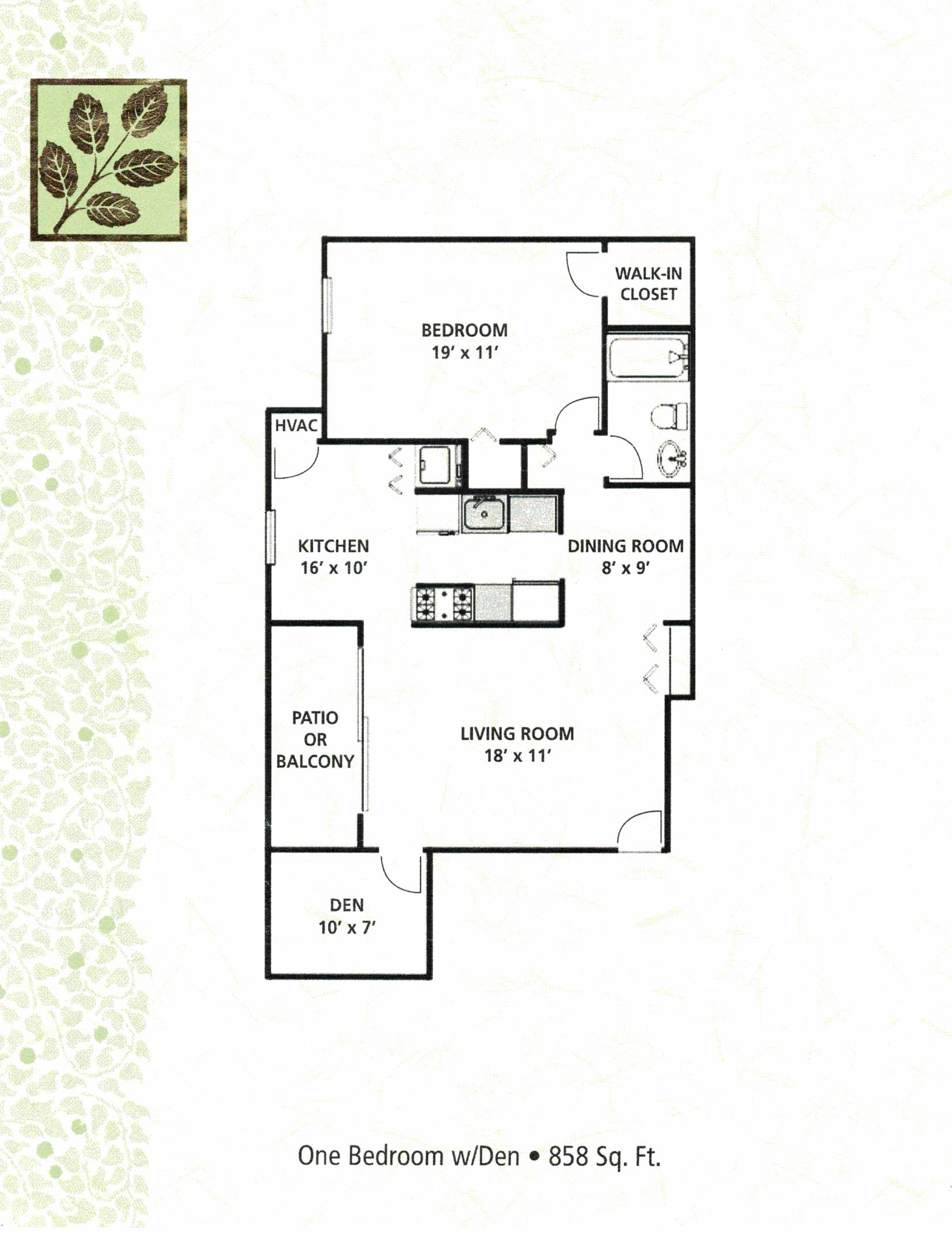 One Bed, One BathW/ Den