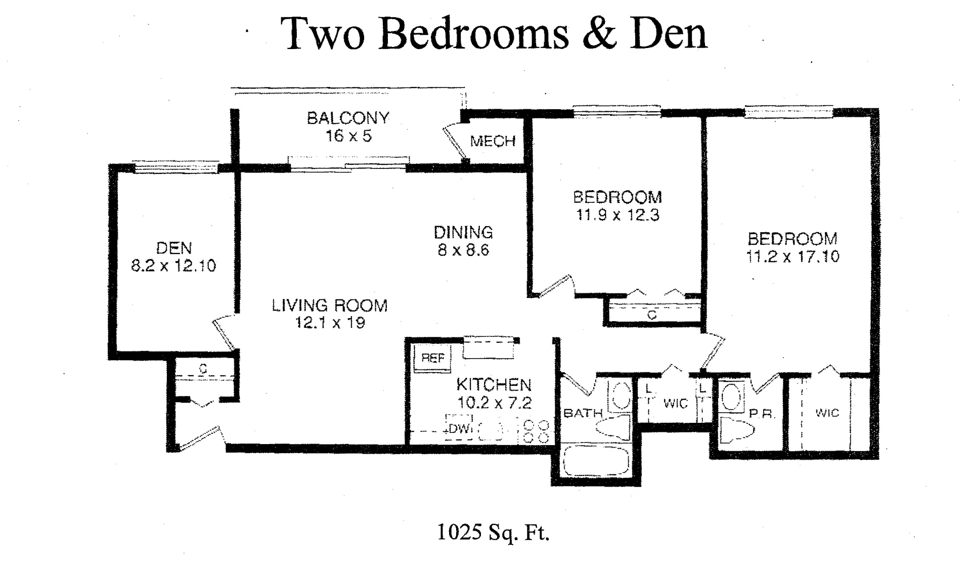 2 Bed, 1.5 Bath W/ Den | 1,025 SF