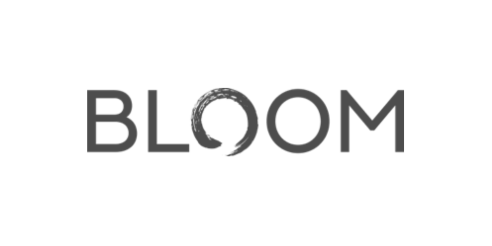 A black and white logo for bloom on a white background.