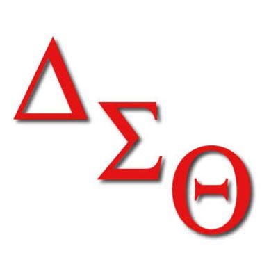 Red Greek letters delta, sigma, and theta in a diagonal row on white background