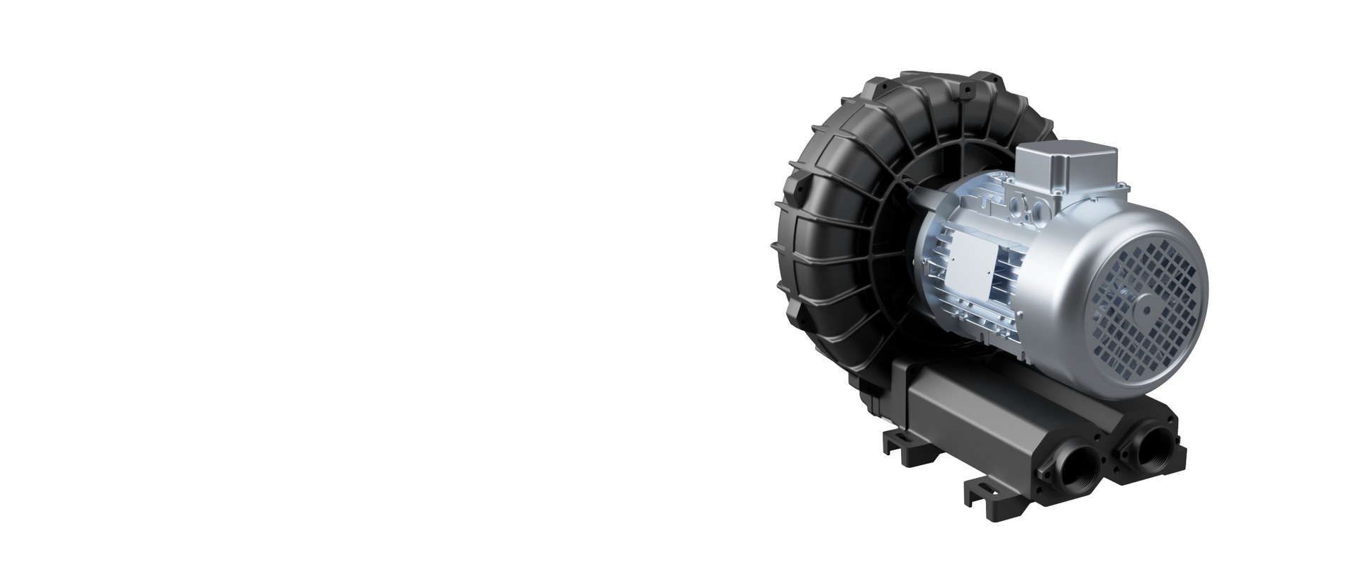 A close up render of a blower on a white background.