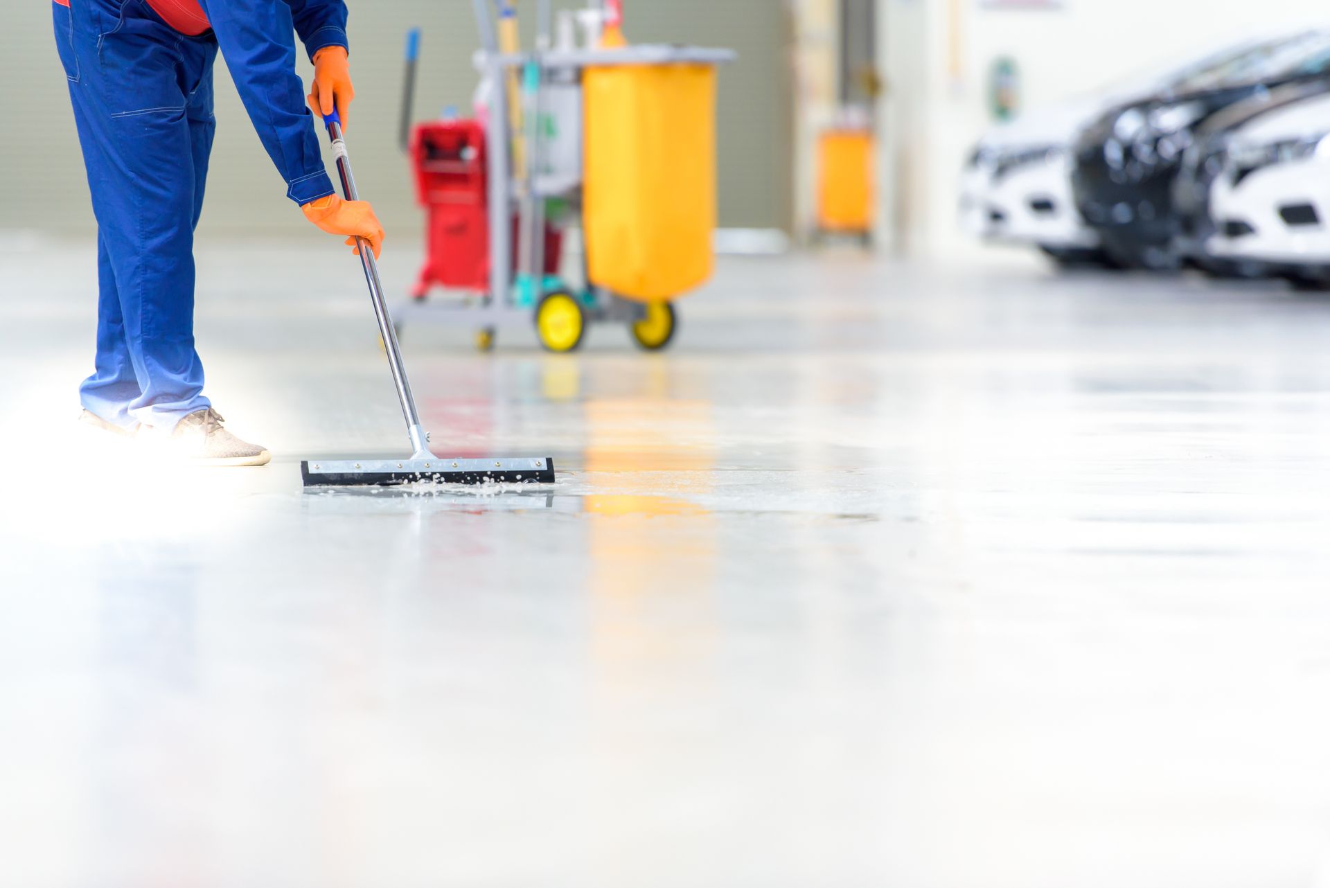 A nurse is cleaning a table in a hospital room.