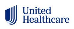 The logo for united healthcare is blue and white.