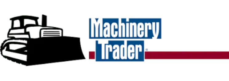 Logo featuring a bulldozer silhouette with "Machinery Trader" text in blue, and a red bar.