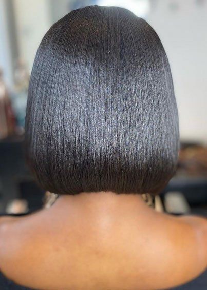 Black bob silk pressed