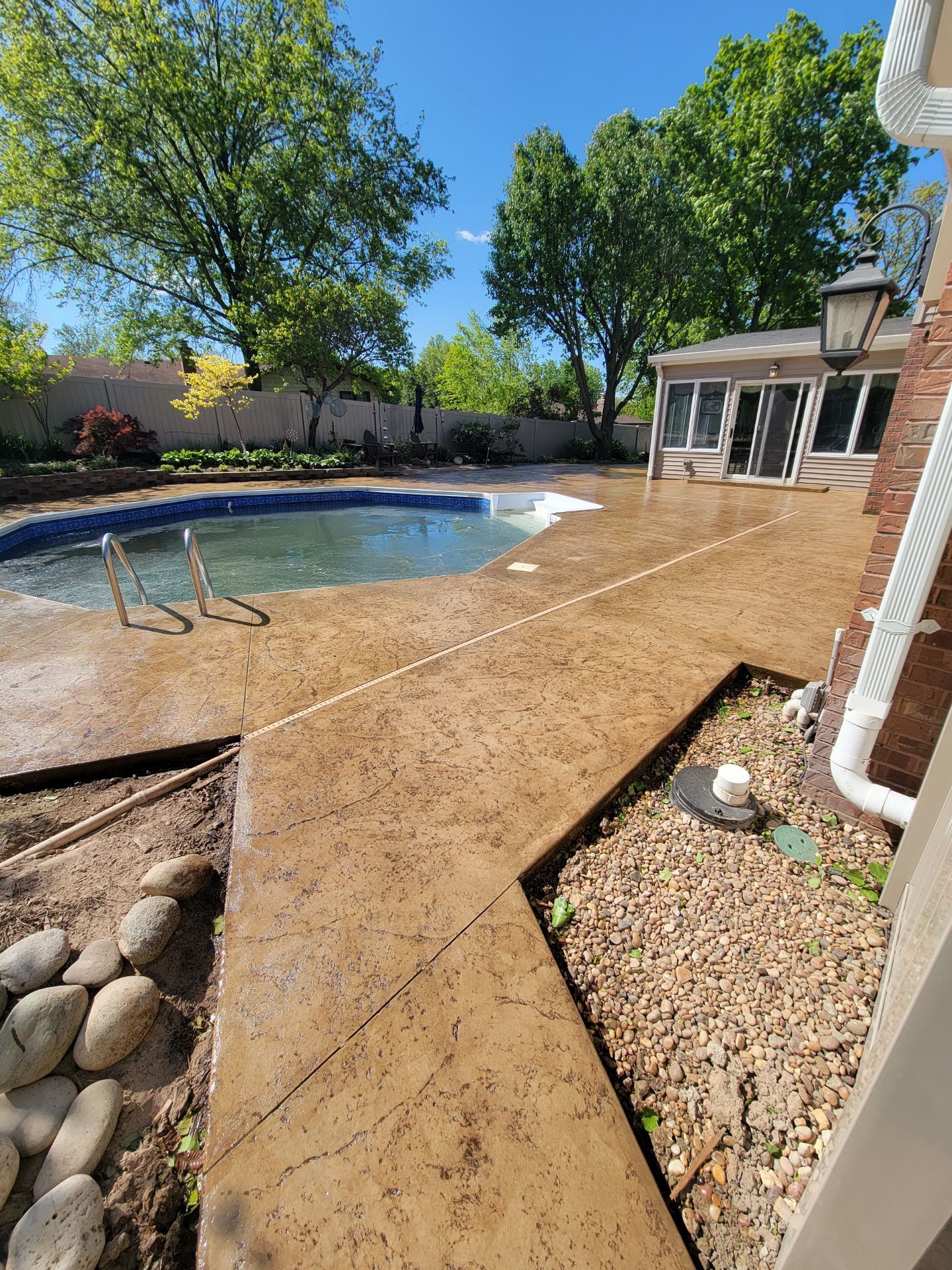 stamped concrete pool deck by L & S Concrete STL in Chesterfield MO