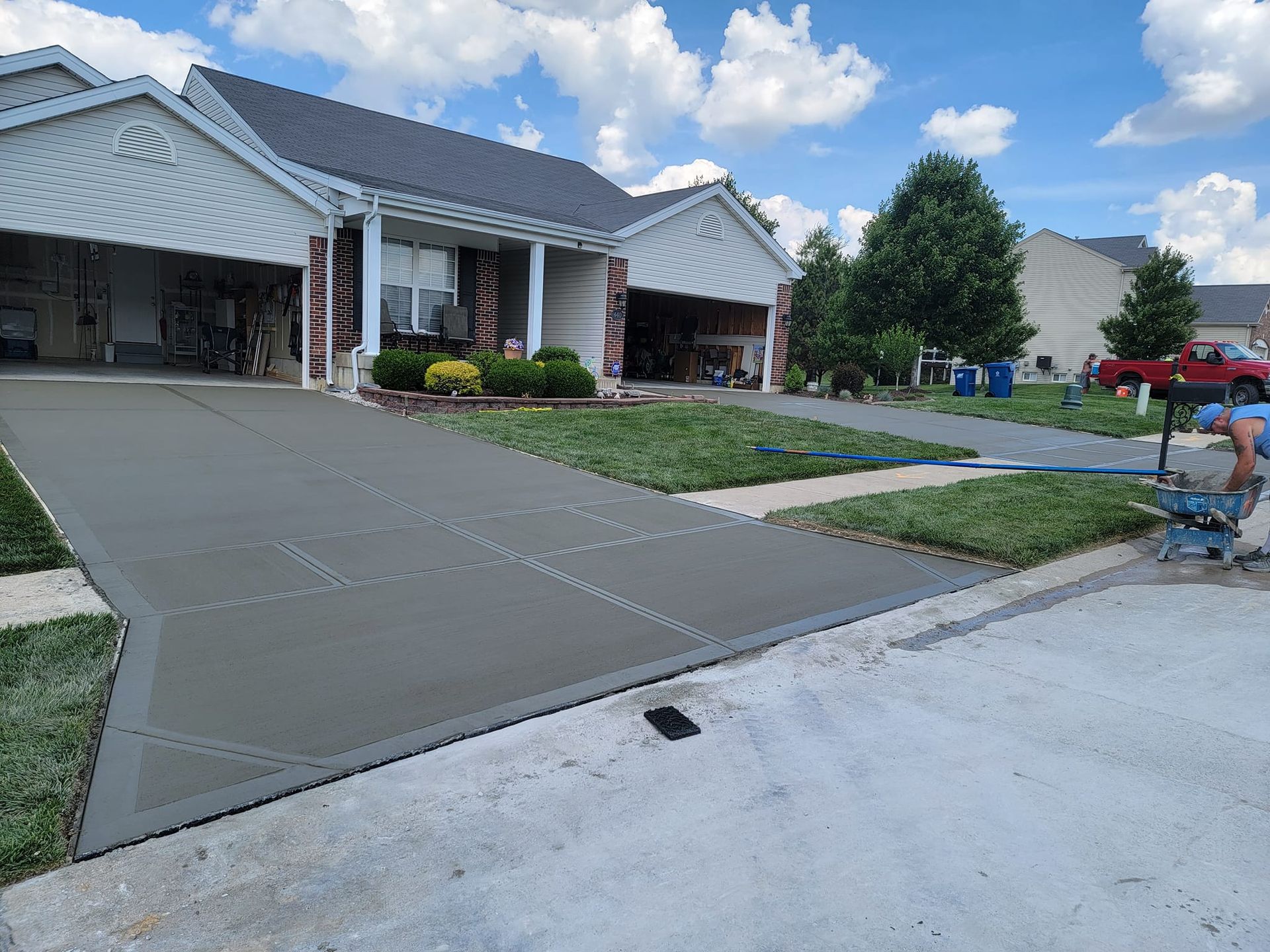 New poured driveway by L & S Concrete STL