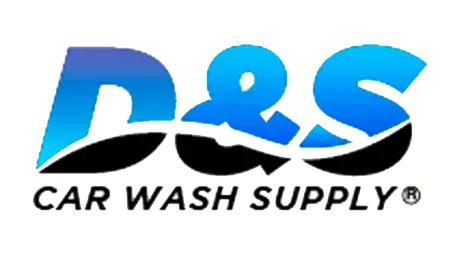 Logo for D&S Car Wash Supply, with blue, gradient text over a black curved shape.