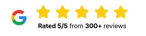 Google logo with five gold stars, indicating a five-star rating.