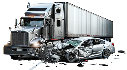a semi truck and a car are involved in a traffic accident . Get help for your truck accident from Attorney Ernesto Gonzalez. Offices, Orlando.