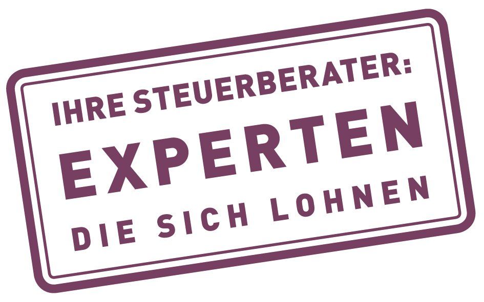 A purple stamp with the words `` ihre steuerberater : experten die sich lohnen '' written on it.