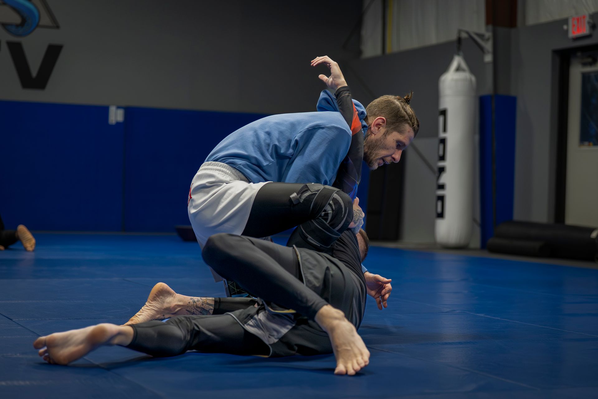 Students drilling Jiu-Jitsu techniques at Gracie Jiu-Jitsu Farmington Valley in Canton, CT.