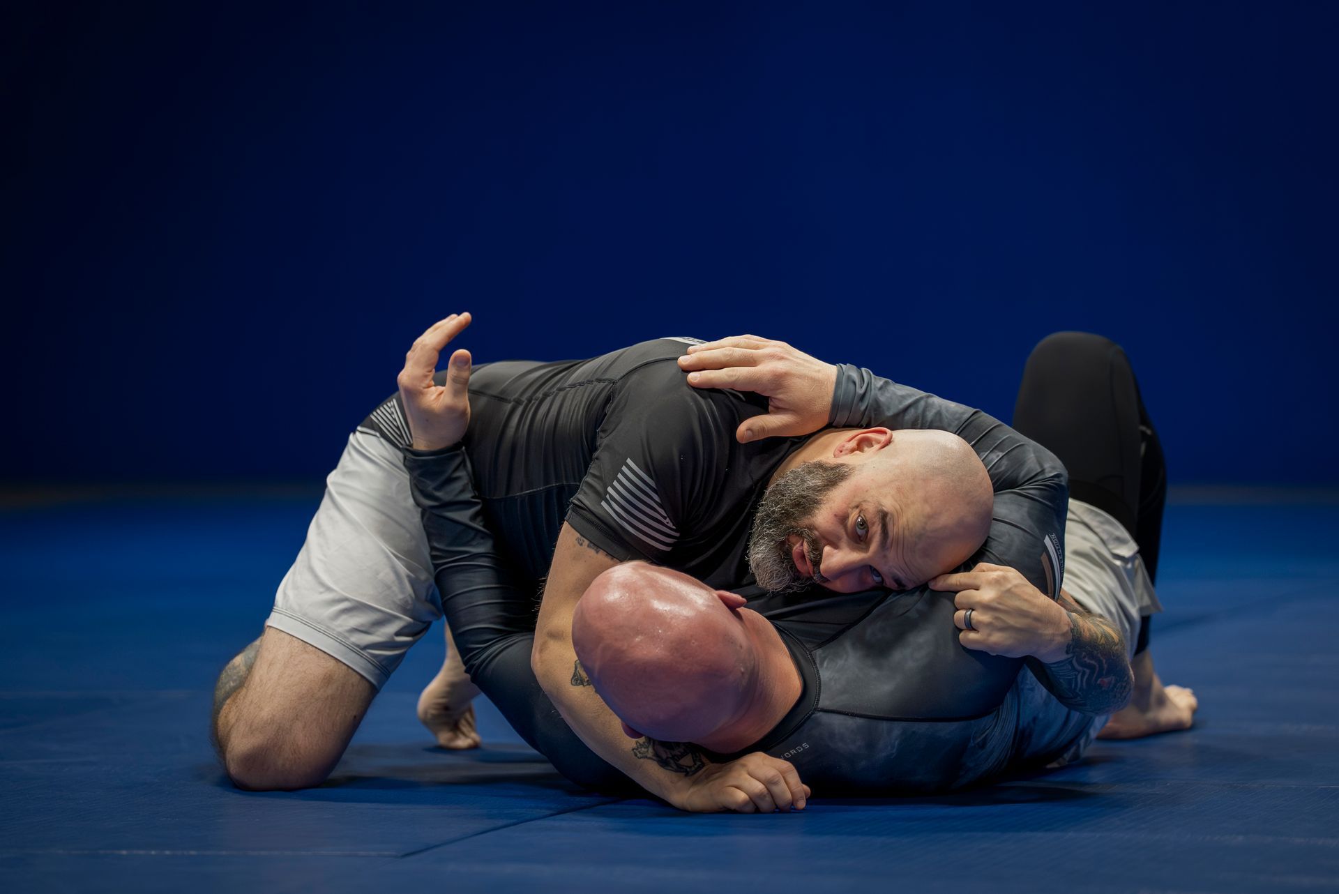 Students practice controlled Jiu-Jitsu sparring at Gracie Jiu-Jitsu Farmington Valley in Canton, CT.
