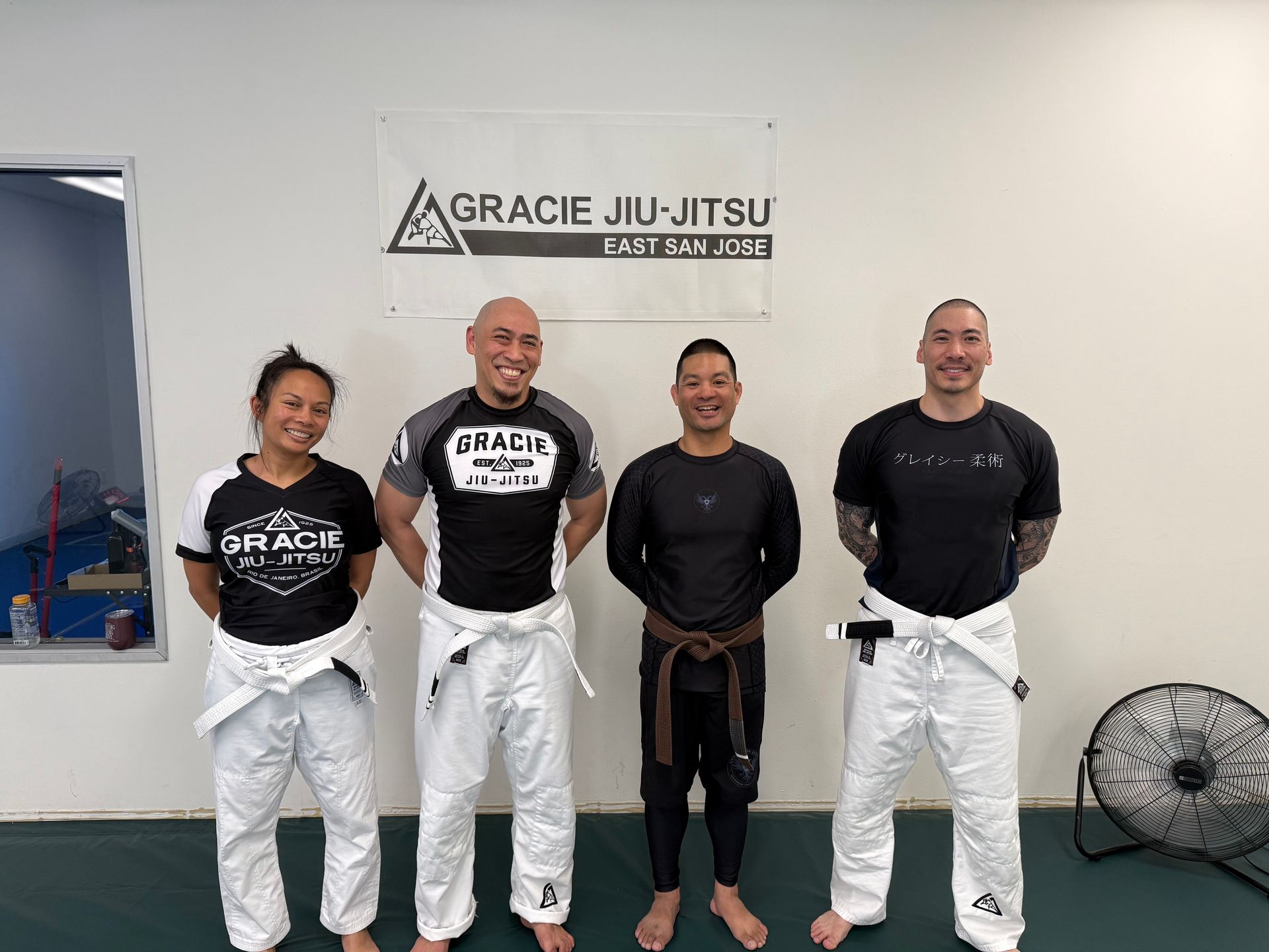 Adults practicing Jiu-Jitsu fundamentals at Gracie Jiu-Jitsu San Jose in San Jose, CA.