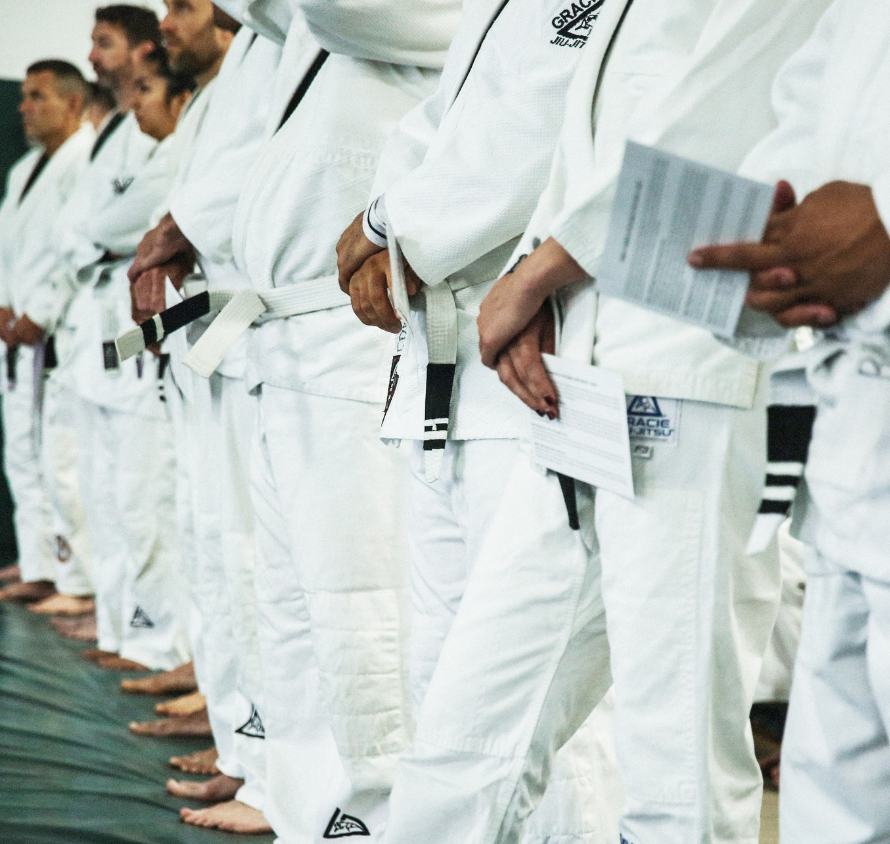 Adult students drilling Jiu-Jitsu technique at Gracie Jiu-Jitsu San Jose in San Jose, CA for stress.