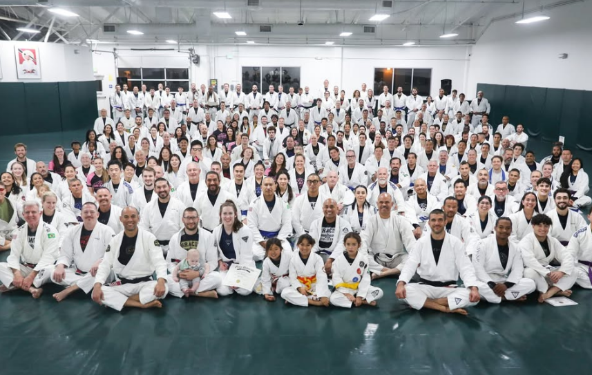 Adult students practicing controlled grappling at Gracie Jiu-Jitsu San Jose in San Jose, CA for confidence and fitness