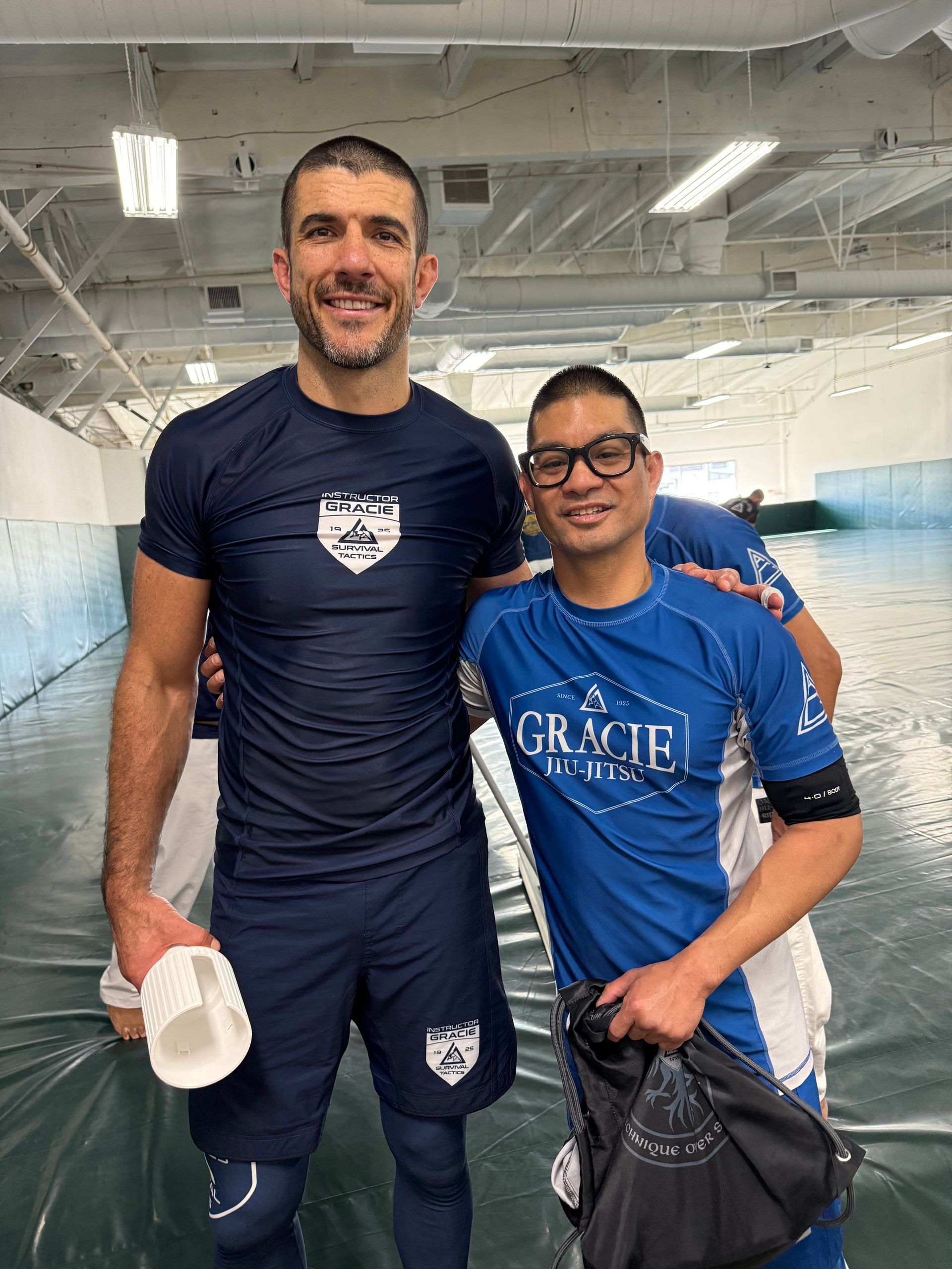 Adult students drilling Jiu-Jitsu techniques at Gracie Jiu-Jitsu San Jose in San Jose, CA for stress relief and focus.