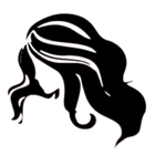 Silhouette of a woman with long, wavy hair, facing left.