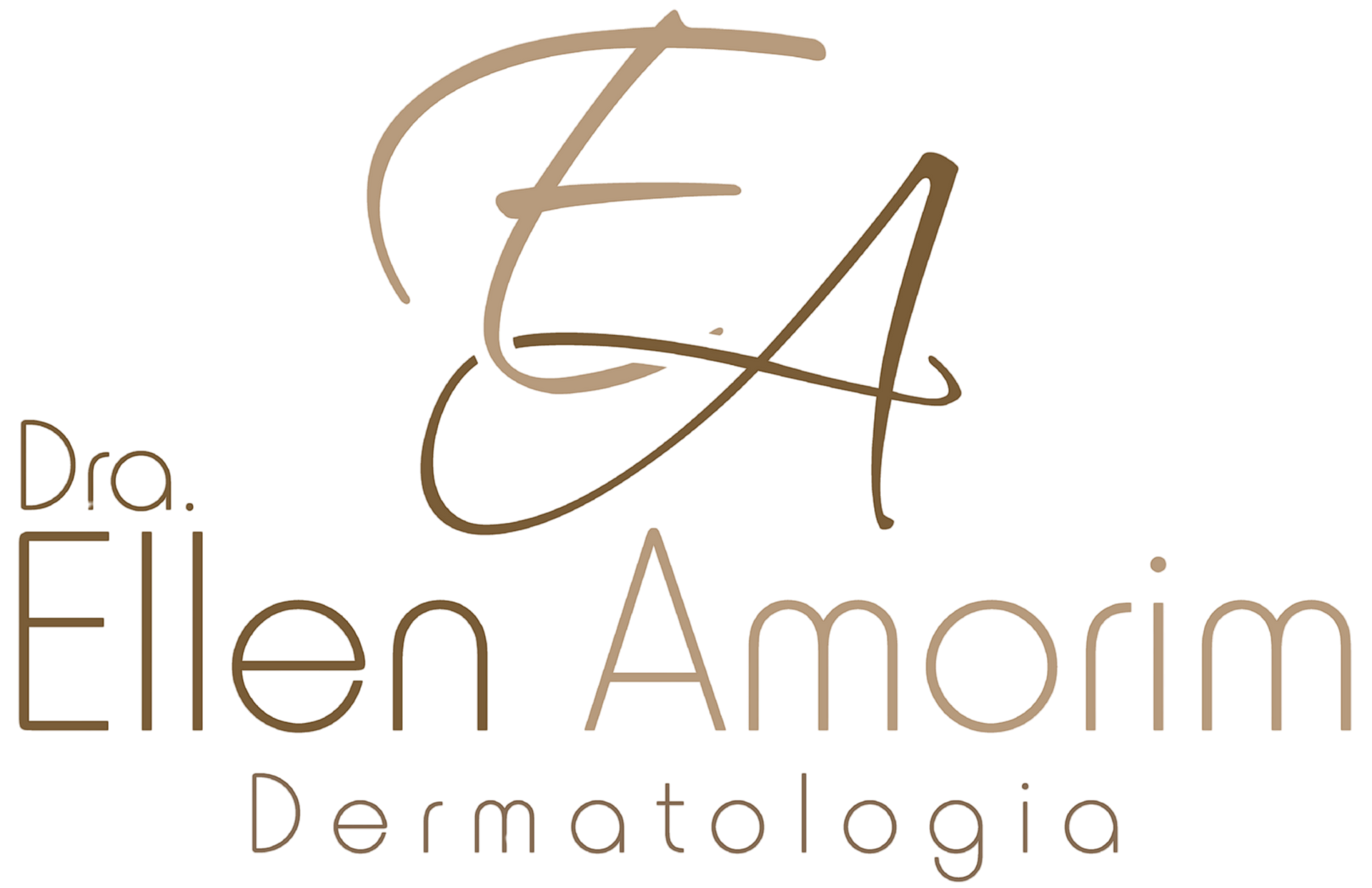 Logotipo da Dra. Ellen Amorim Dermatologia com iniciais douradas 