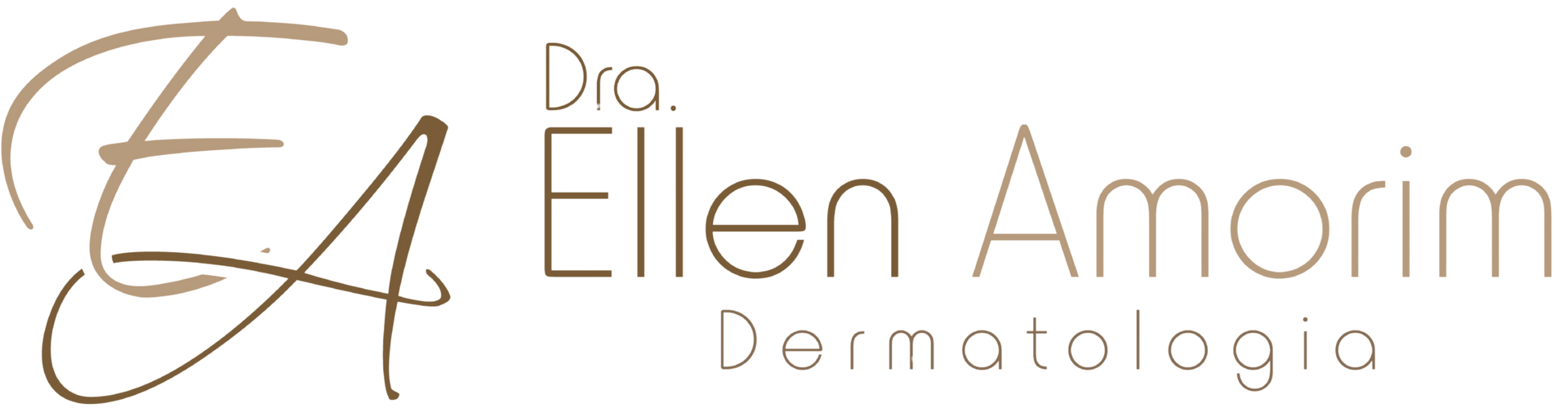 Logotipo da Dra. Eillen Amorim Dermatologia em texto dourado e cinza com as iniciais estilizadas EA.