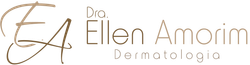 Logotipo da Dra. Eillen Amorim Dermatologia em texto dourado e cinza com as iniciais estilizadas EA.