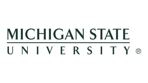 The michigan state university logo is on a white background.