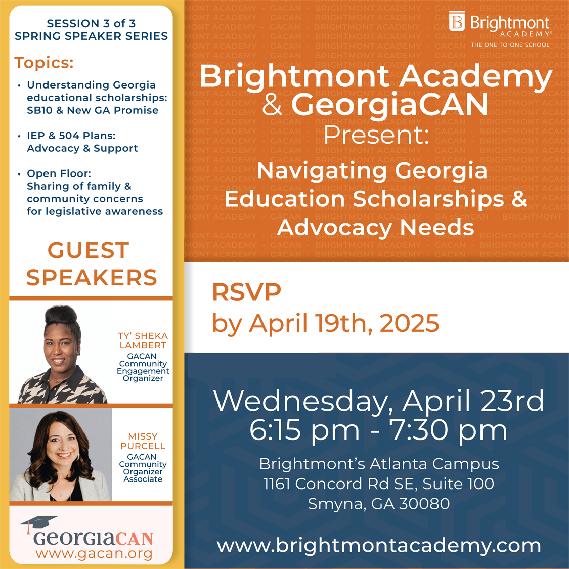 Brightmont Academy Speaker Series: Navigating Georgia Education Scholarships & Advocacy Needs