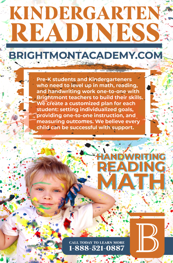 A poster for kindergarten readiness handwriting reading math.