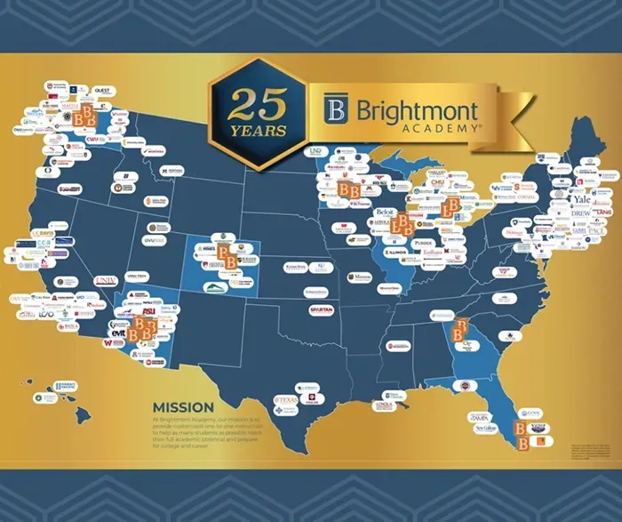 Map of colleges Brightmont students have been accepted at