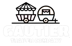 Logo of Gautier Trailer Company: Two colorful trailers with the company name below.