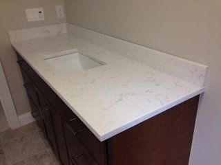 Modern Bathroom with White Countertops — Providence, RI — Great In Counters