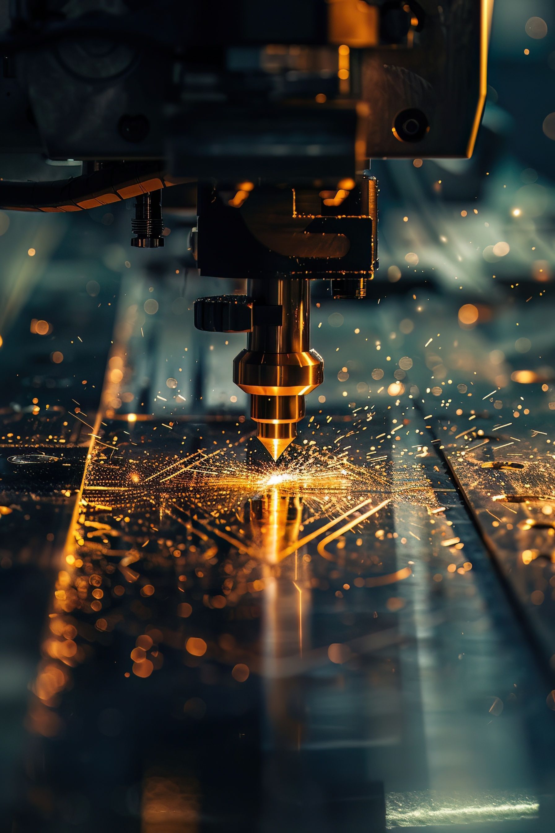 A laser engraving machine performs precise etching on a material.