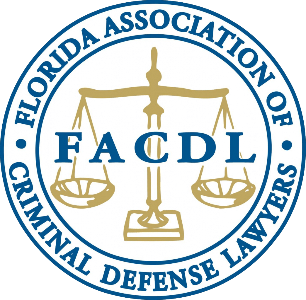 Florida Association of Criminal Defense Lawyers logo with blue text and gold scales of justice