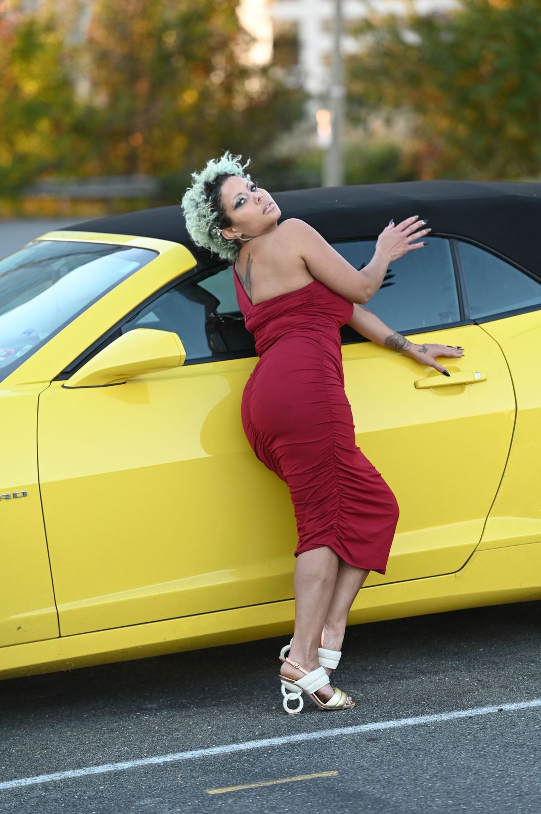 Woman Leaning Pose On A Muscle Car - McLean, VA | Haute Feng Shui