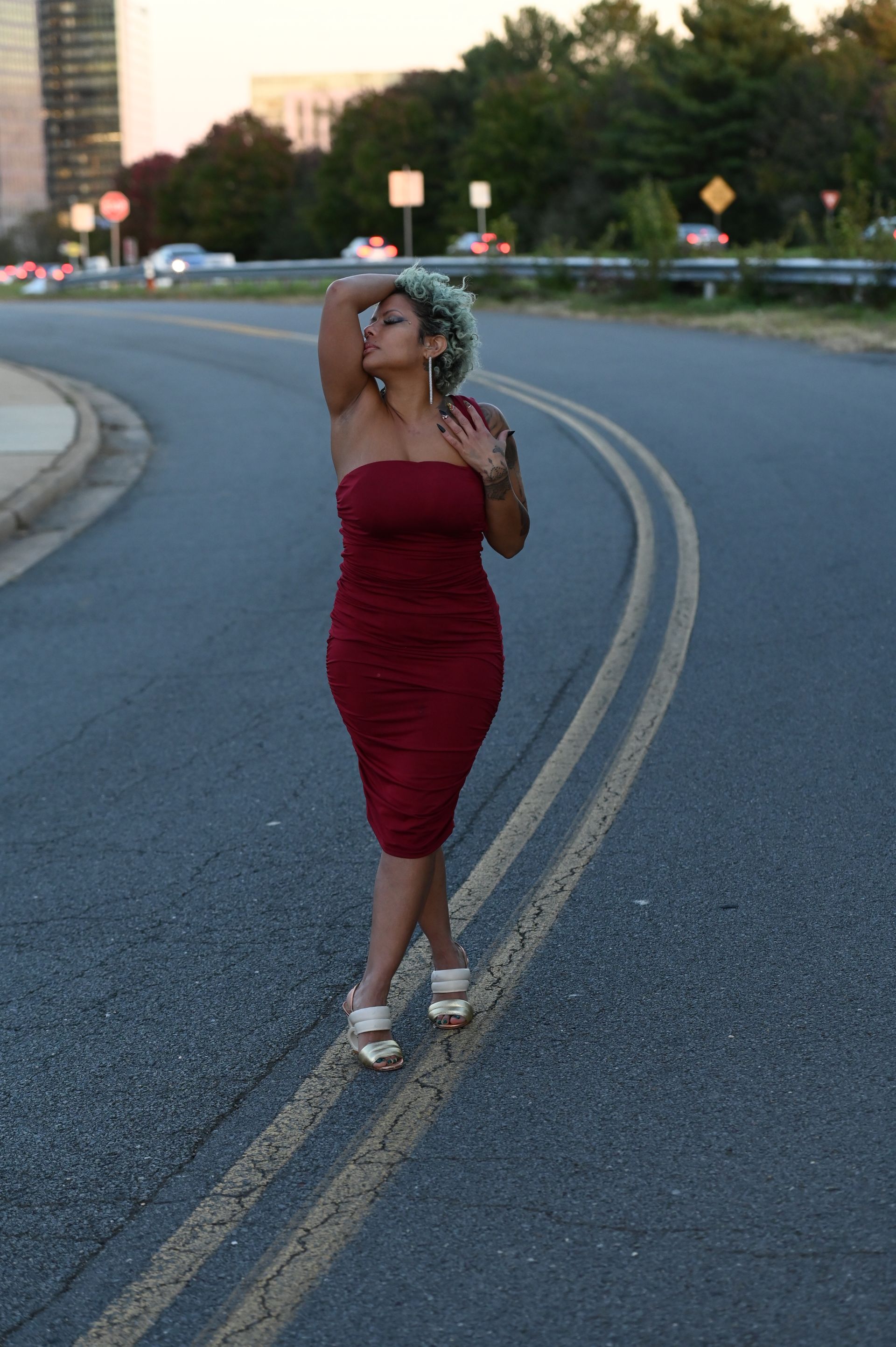 Woman Hands and Heads Up Pose on a Road - McLean, VA | Haute Feng Shui