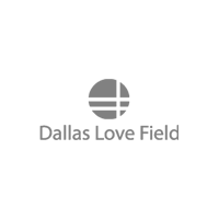 A black and white logo for dallas love field airport.