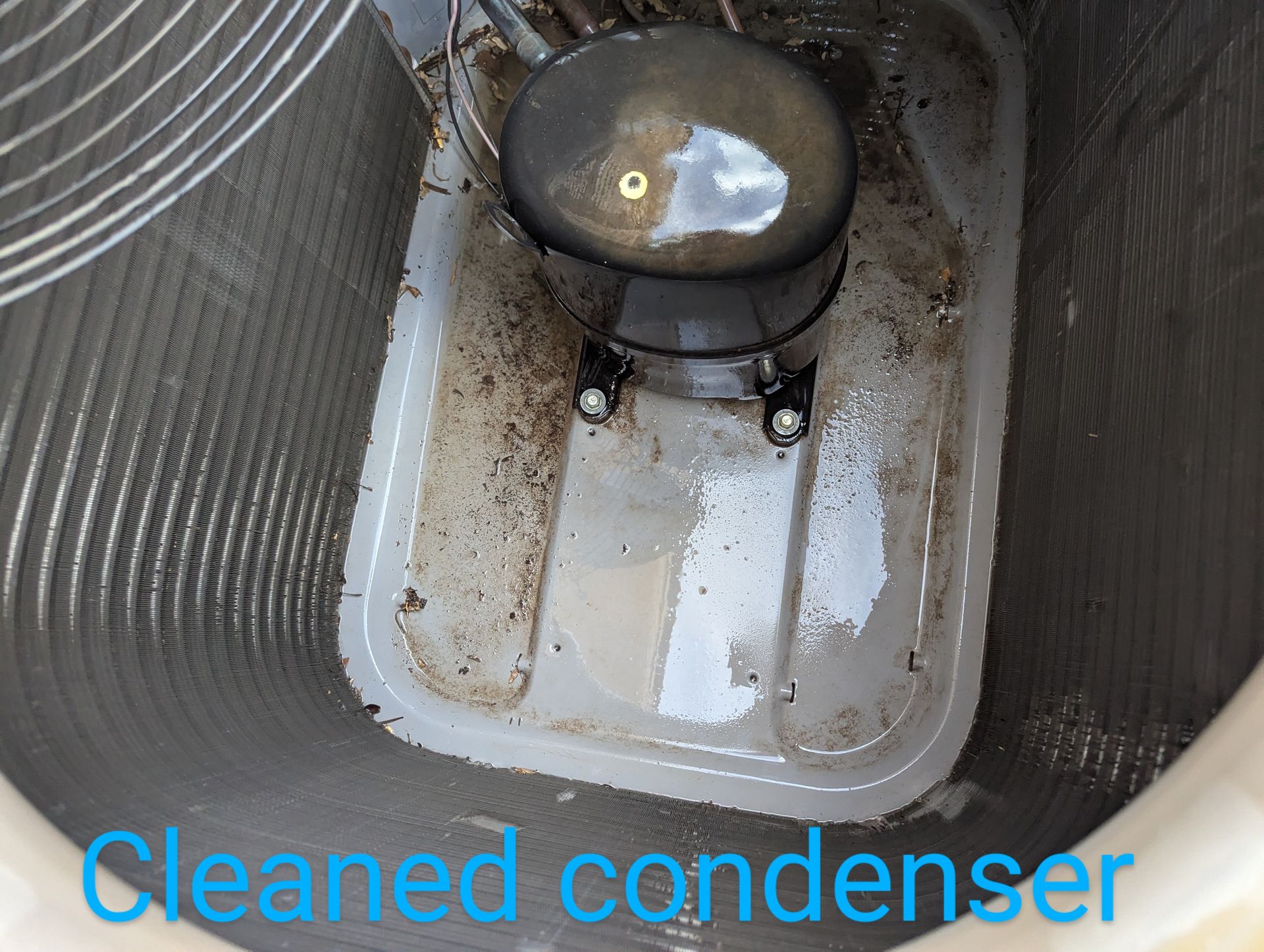 A picture of a cleaned condenser in an air conditioner