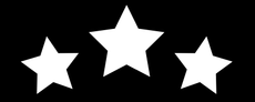 Three white stars on a black background.