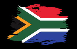 South African flag design with red, green, blue, white, black, and yellow colors.