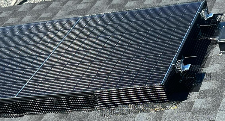 A close up of a solar panel on a roof