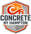 Logo for "Concrete by Hampton" featuring a stylized orange 'CH' monogram inside a grey concrete-textured shield.