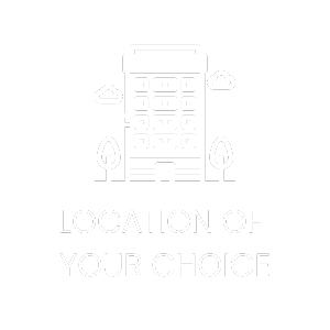 A line drawing of a cell phone with the words `` location of your choice '' below it.